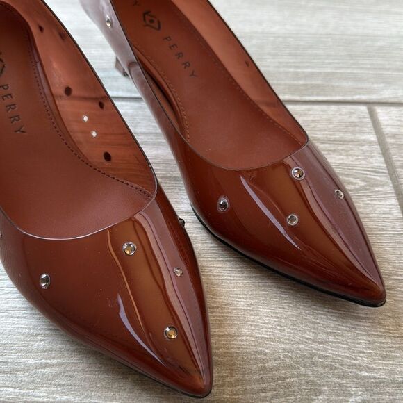 Katy Perry Damen Golden Studded Transparent Pointed Toe Pumps Size 8.5 - Picture 3 of 11